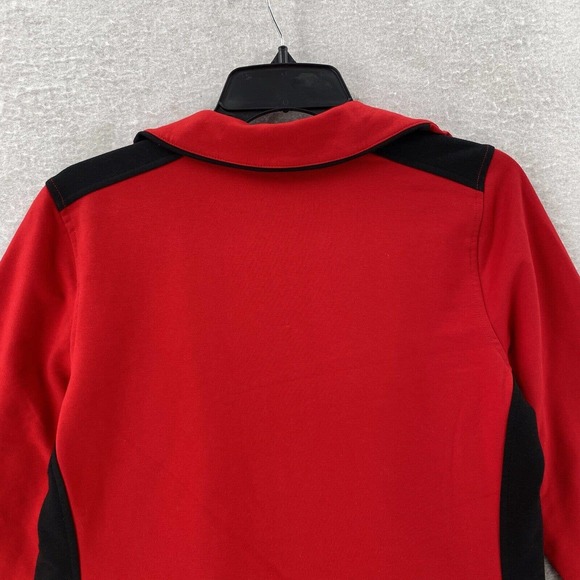 Lauren Ralph Lauren Jacket Womens Medium Red Pique‎ Jersey Knit Full Zip Pockets - Picture 9 of 13